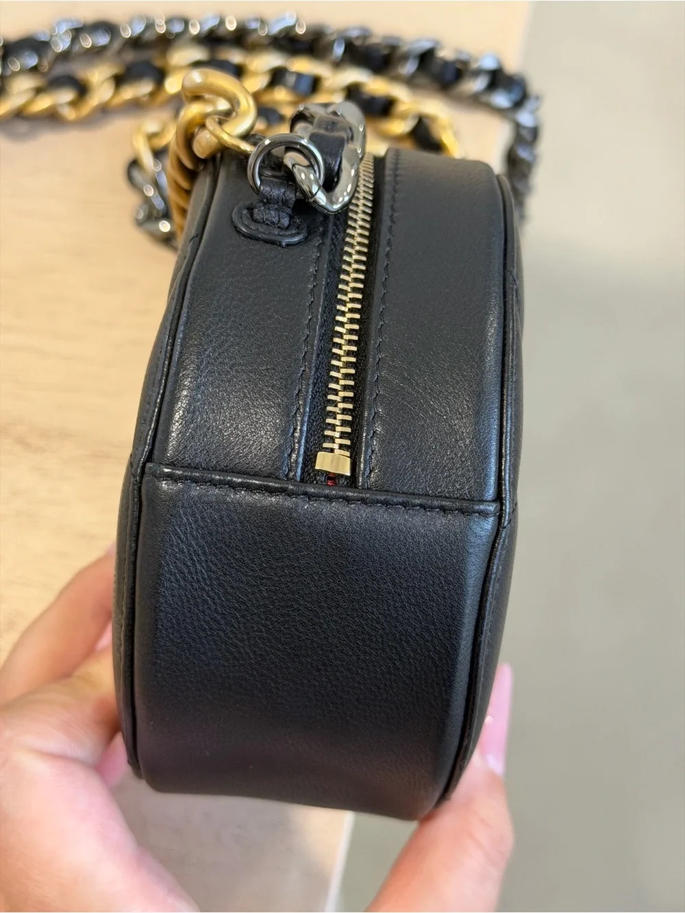 CHANEL 19 Round Clutch with Chain Quilted Leather